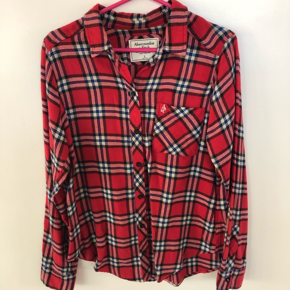 Red plaid button up from Abercrombie and Fitch